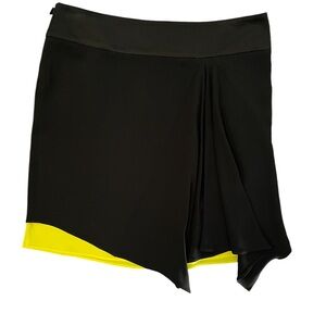 Gucci Y2K Black Asymmetrical Silk Skirt Neon Yellow Highlight